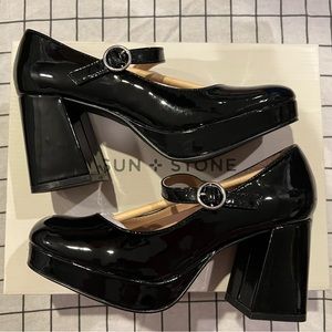 Sun and Stone Black Patent Mary Janes